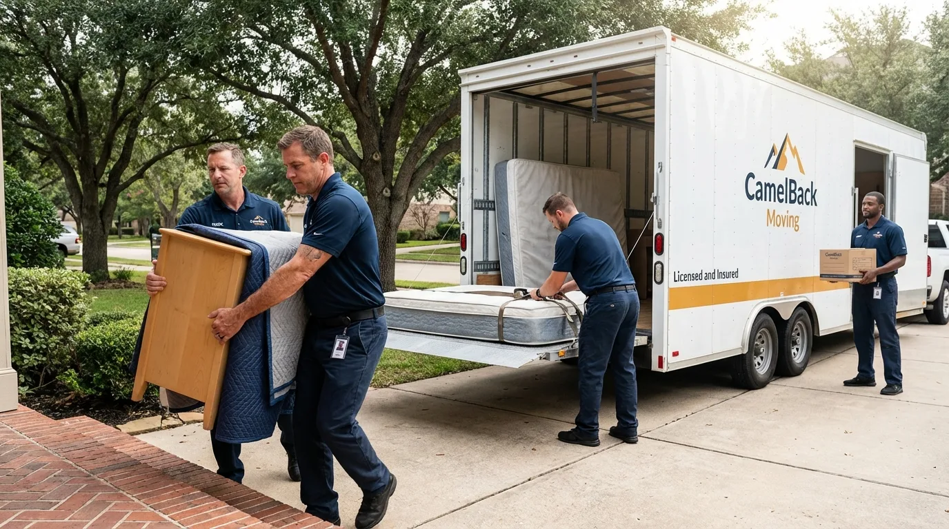 Crew loading residential truck for cross-state move from Nanty Glo, PA