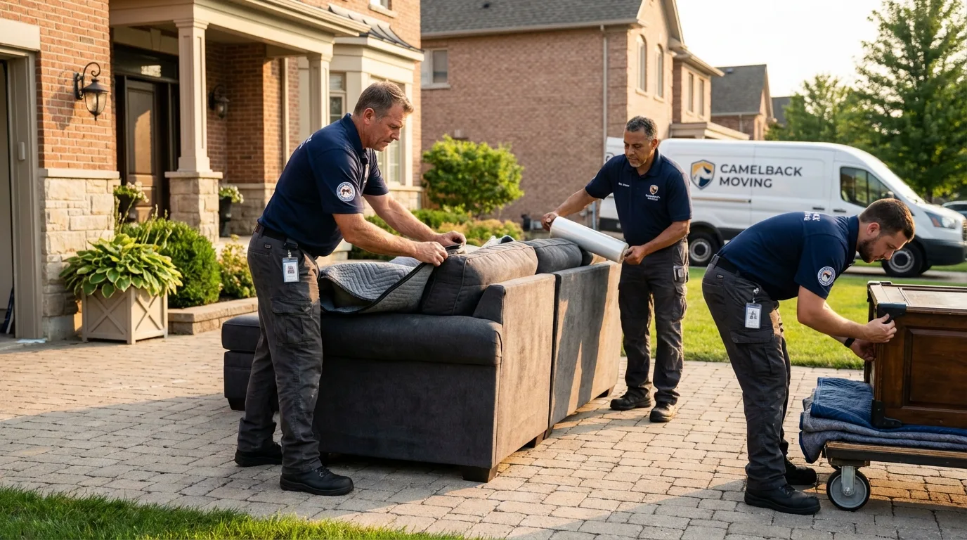Large estate moving crew wrapping furniture in Nanty Glo, PA